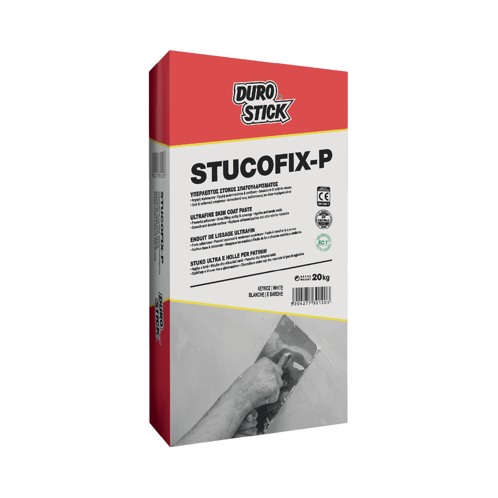 ΥΠΕΡΛΕΠΤΟΣ ΣΤΟΚΟΣ ΣΠΑΤΟΥΛΑΡΙΣΜΑΤΟΣ DUROSTICK STUCOFIX-P 1 ΥΠΕΡΛΕΠΤΟΣ ΣΤΟΚΟΣ ΣΠΑΤΟΥΛΑΡΙΣΜΑΤΟΣ DUROSTICK STUCOFIX-P