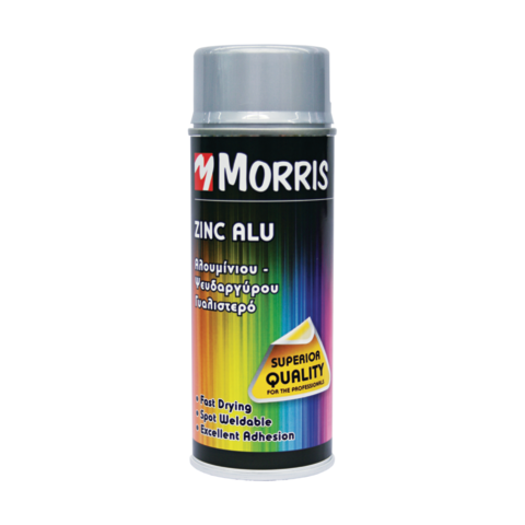 ΣΠΡΕЇ ΨΥΧΡΟ ΓΑΛΒΑΝΙΣΜΑ (ZINC ALU) ΑΛΟΥΜΙΝΙΟΥ ΓΥΑΛΙΣΤΕΡΟ 400ml MORRIS