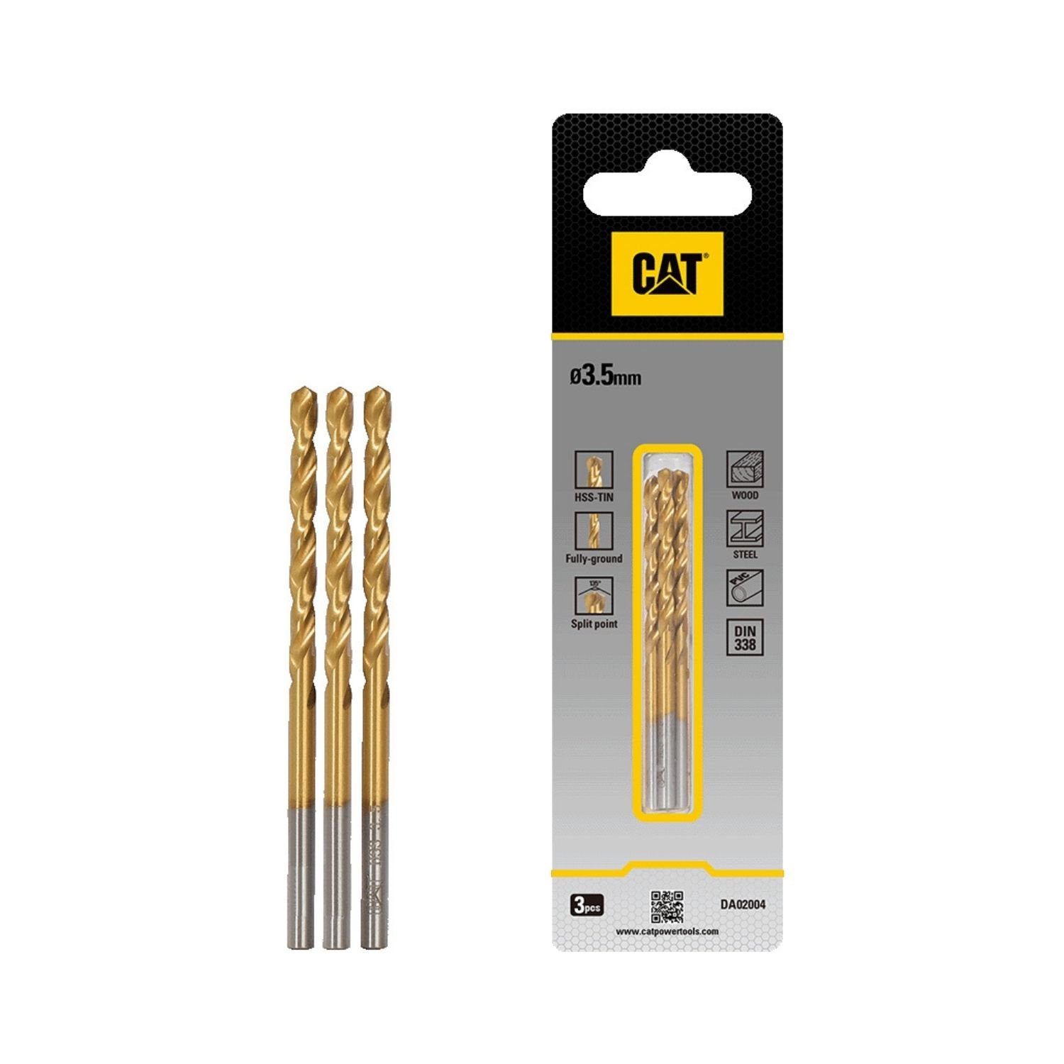 CAT Τρυπάνι τιτανίου HSS σετ:3τεμ 3.5x65mm DA02004 1 CAT Τρυπάνι τιτανίου HSS σετ:3τεμ 3.5x65mm DA02004