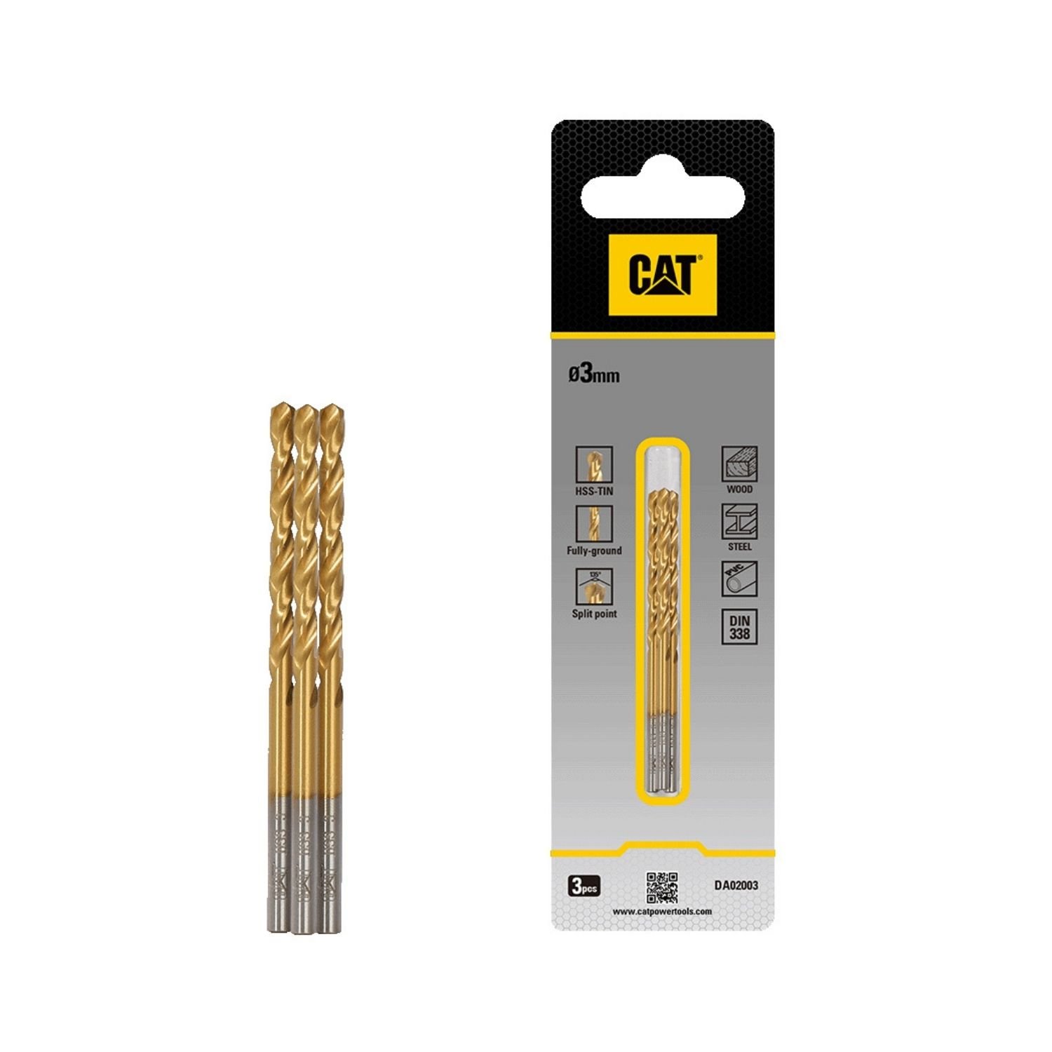 CAT Τρυπάνι τιτανίου HSS σετ:3τεμ 3x61mm DA02003 1 CAT Τρυπάνι τιτανίου HSS σετ:3τεμ 3x61mm DA02003