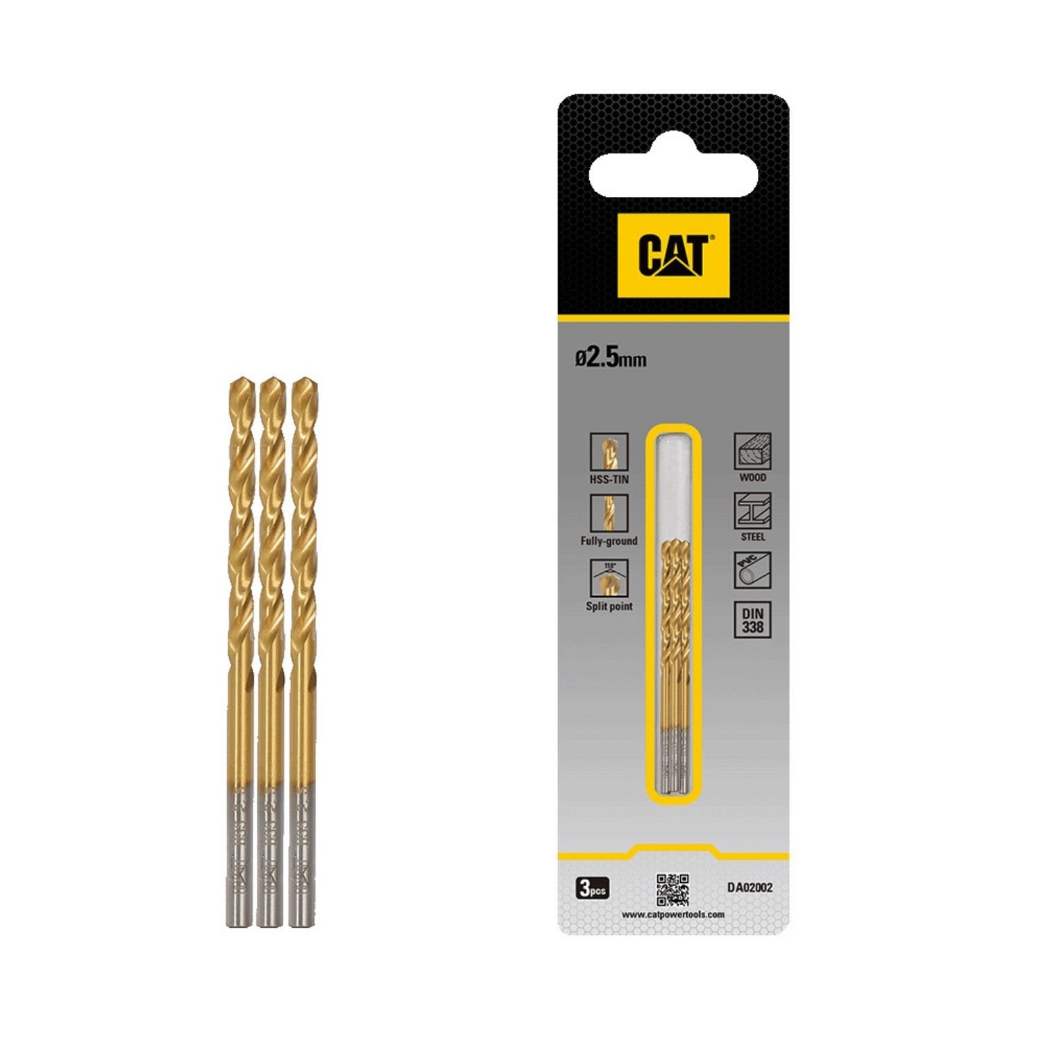 CAT Τρυπάνι τιτανίου HSS σετ:3τεμ 2.5x57mm DA02002 1 CAT Τρυπάνι τιτανίου HSS σετ:3τεμ 2.5x57mm DA02002