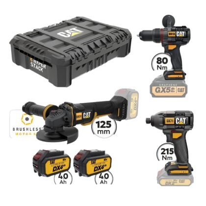 CAT Combo-22 Γωνιακός DX314B, Δράπανο DX13B, Κατσαβίδι DX71B, Εργαλειοθήκη DA41002